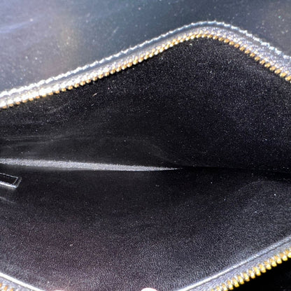 interno  Borsa Saint Laurent Manhattan in pelle nera e hardware dorato, da portare a mano o a braccio, di lusso, eccellenti condizioni, usata, originale. 