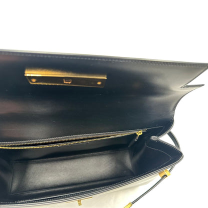 interno  Borsa Saint Laurent Manhattan in pelle nera e hardware dorato, da portare a mano o a braccio, di lusso, eccellenti condizioni, usata, originale. 