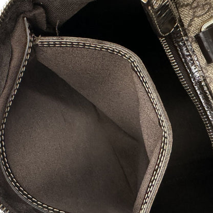 interno Bauletto Gucci GG con finiture in pelle marroni, di lusso, originale, ottime condizioni, usato. 