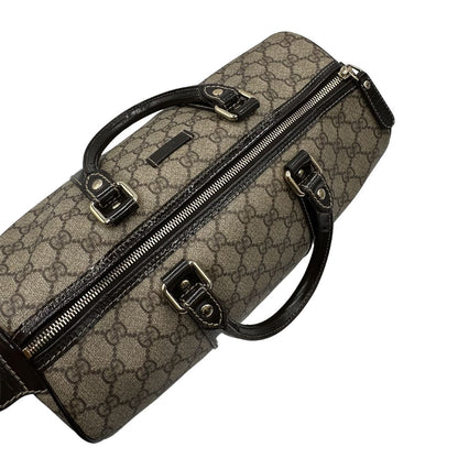 chiusura Bauletto Gucci GG con finiture in pelle marroni, di lusso, originale, ottime condizioni, usato. 