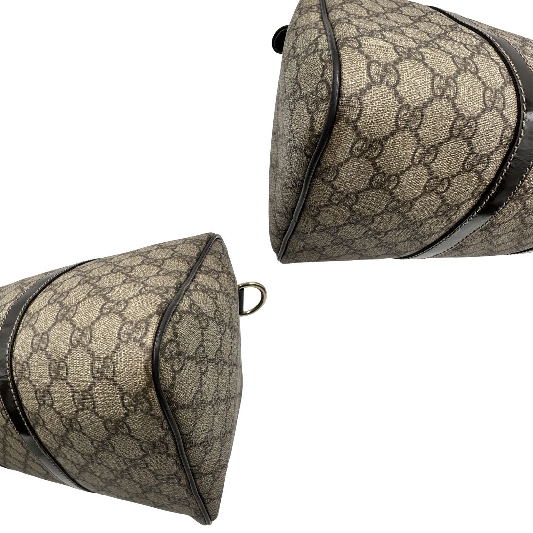 angoli Bauletto Gucci GG con finiture in pelle marroni, di lusso, originale, ottime condizioni, usato. 