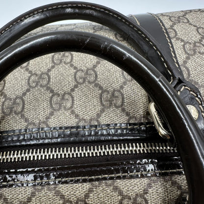 manici Bauletto Gucci GG con finiture in pelle marroni, di lusso, originale, ottime condizioni, usato. 
