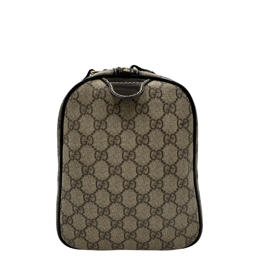 lato Bauletto Gucci GG con finiture in pelle marroni, di lusso, originale, ottime condizioni, usato. 