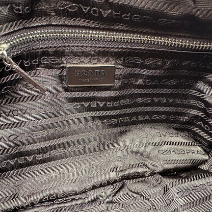 interno Borsa Prada in vela vintage marrone, di lusso, originale, eccellenti condizioni, usata. 