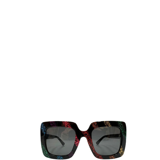Occhiali Gucci in acetato nero con strass multicolor, di lusso, originale, ottime condizioni, usati