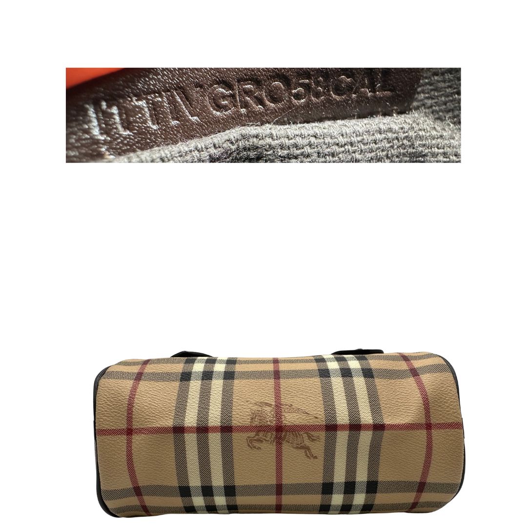 base Bauletto Burberry in canvas tartan e finiture in pelle testa di moro, di lusso, originale, ottime condizioni, usato
