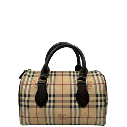 Front di un bauletto Burberry in canvas tartan e finiture in pelle testa di moro, usato, originale, second hand, in ottime condizioni.