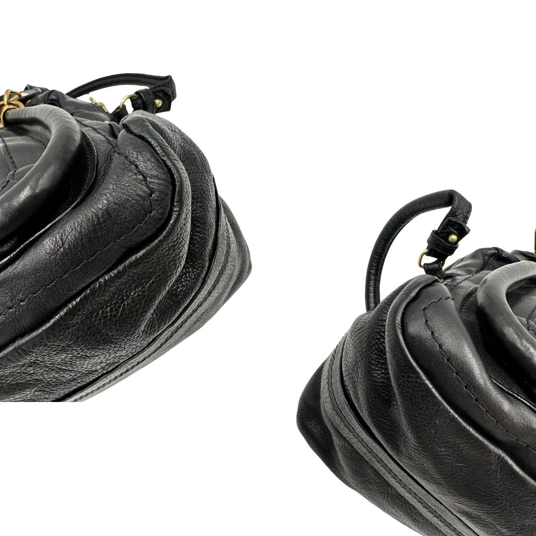 angoli  Borsa Chloè in pelle nera, indossabile a spalla o a mano, di lusso, originale, ottime condizioni, usata.  