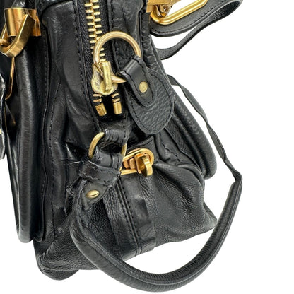 lato  Borsa Chloè in pelle nera, indossabile a spalla o a mano, di lusso, originale, ottime condizioni, usata. 