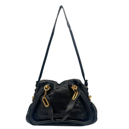 front  Borsa Chloè in pelle nera, indossabile a spalla o a mano, di lusso, originale, ottime condizioni, usata.  
