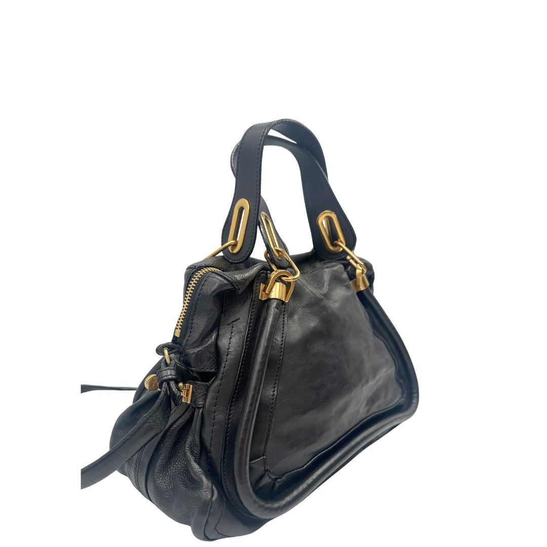  Borsa Chloè in pelle nera, indossabile a spalla o a mano, di lusso, originale, ottime condizioni, usata. 