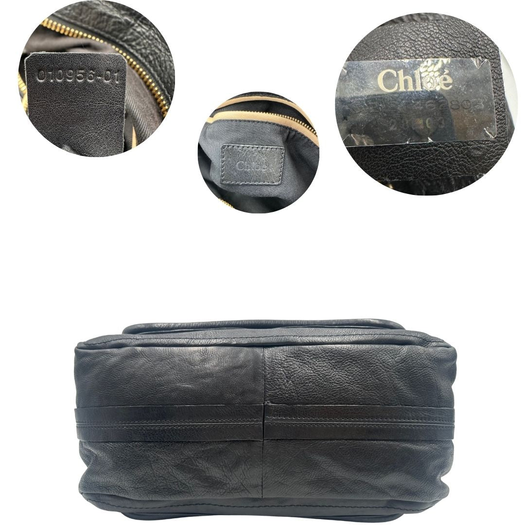 base  Borsa Chloè in pelle nera, indossabile a spalla o a mano, di lusso, originale, ottime condizioni, usata.  