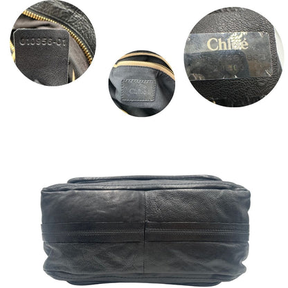 base  Borsa Chloè in pelle nera, indossabile a spalla o a mano, di lusso, originale, ottime condizioni, usata.  