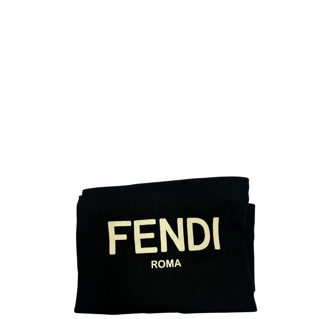 dustbag Shopper Fendi in tessuto trama Zucca e finiture in pelle color bronzo, di lusso, originale, ottime condizioni, usata. 