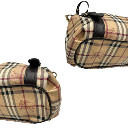 angoli Shopper Burberry in canvas tartan beige e finiture in pelle marroni, di lusso, originale, ottime condizioni, usata. 