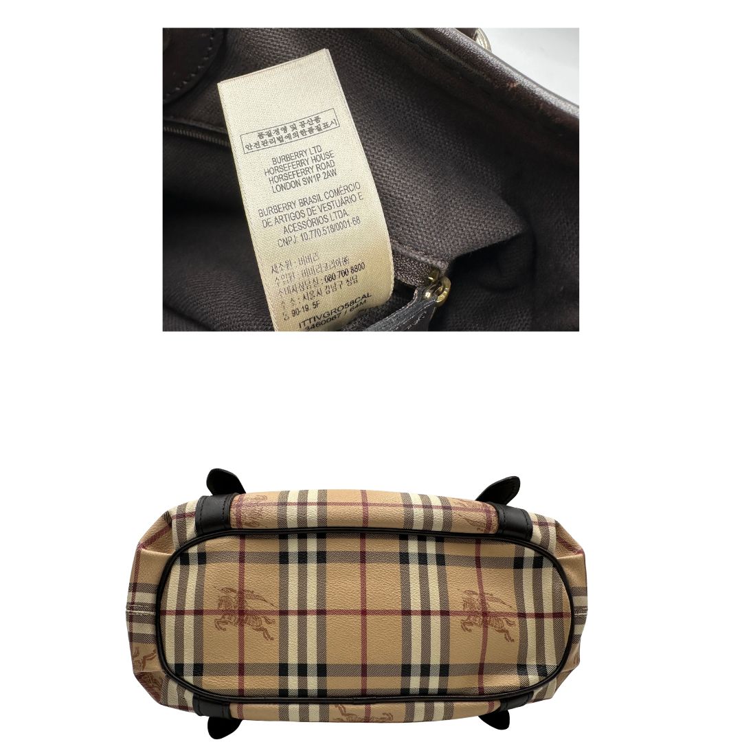 base Shopper Burberry in canvas tartan beige e finiture in pelle marroni, di lusso, originale, ottime condizioni, usata. 