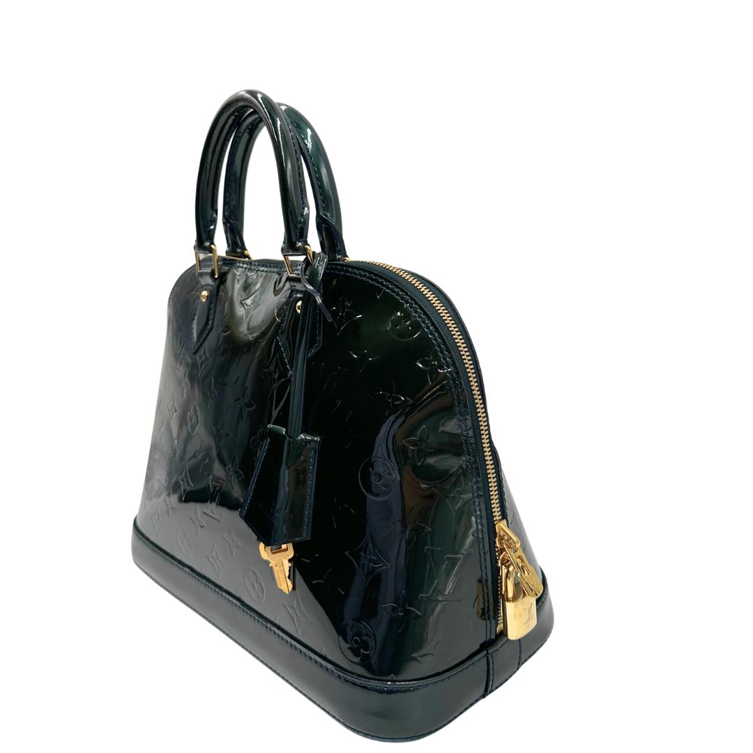 lato  Alma in pelle vernis verde nella versione PM, di lusso, originale, ottime condizioni, usata. 