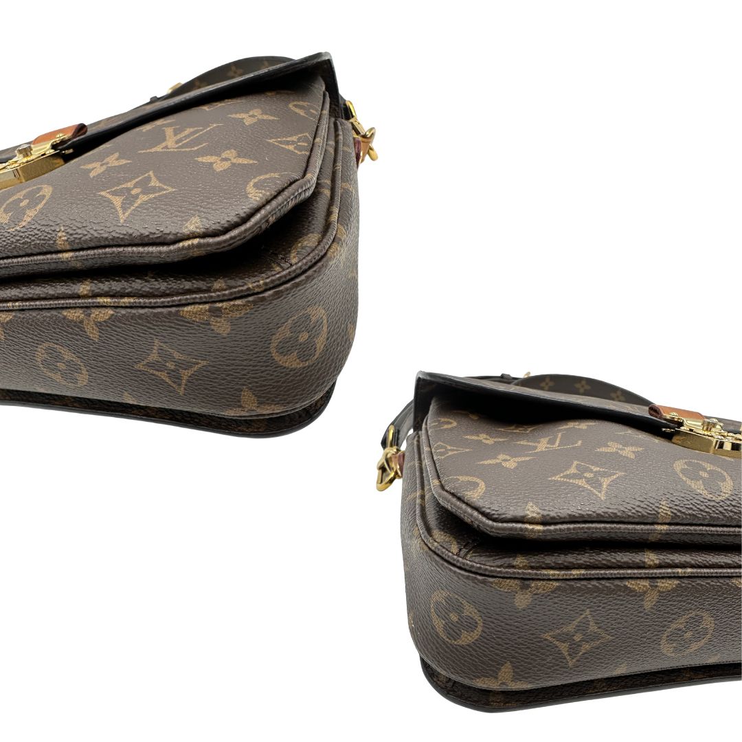 angoli  Borsa LV in canvas monogrammato marrone e hardware dorato, indossabile a tracolla o a mano, di lusso, originale, ottime condizioni, usata, originale. 