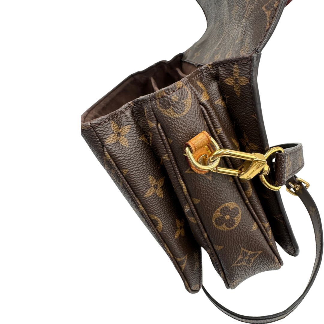  Borsa LV in canvas monogrammato marrone e hardware dorato, indossabile a tracolla o a mano, di lusso, originale, ottime condizioni, usata, originale.