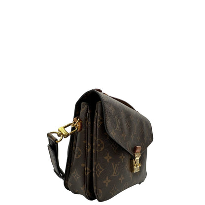 lato  Borsa LV in canvas monogrammato marrone e hardware dorato, indossabile a tracolla o a mano, di lusso, originale, ottime condizioni, usata, originale. 