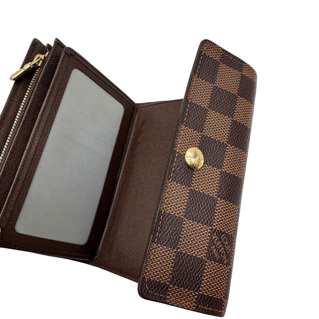 interni Portafoglio LV in canvas Damier Ébène, di lusso, originale, ottime condizioni, usato. 