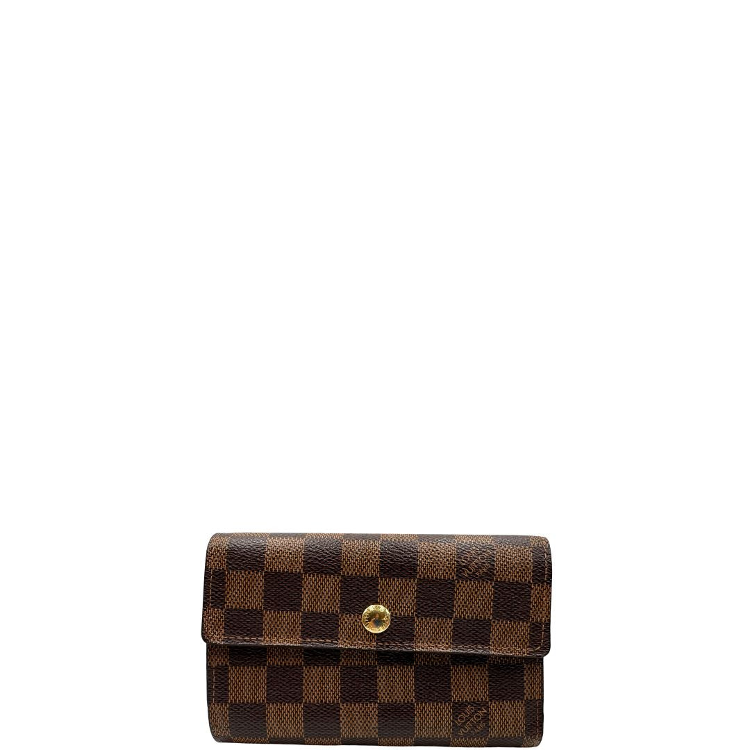 front Portafoglio LV in canvas Damier Ébène, di lusso, originale, ottime condizioni, usato. 