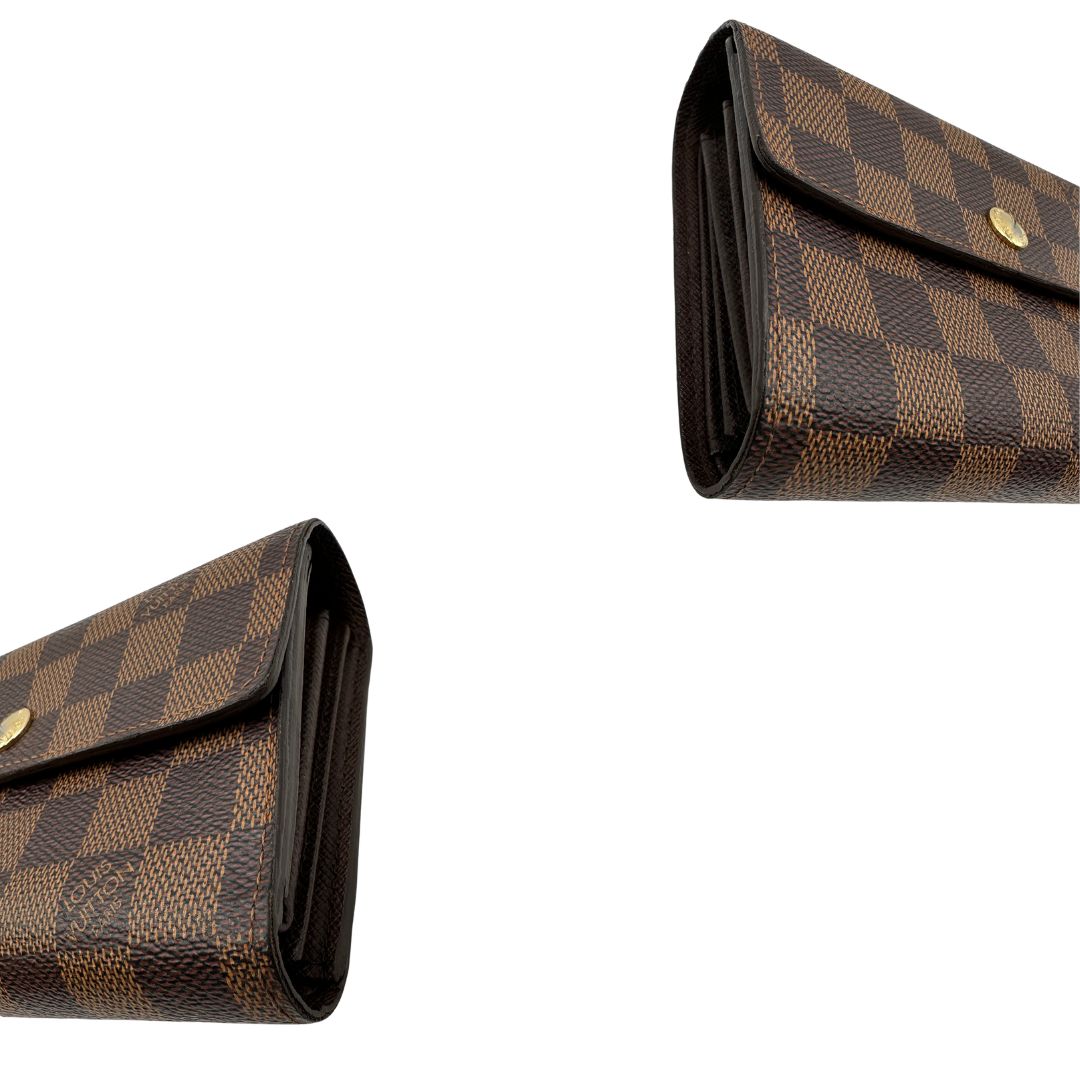 angoli Portafoglio LV in canvas Damier Ébène, di lusso, originale, ottime condizioni, usato. 