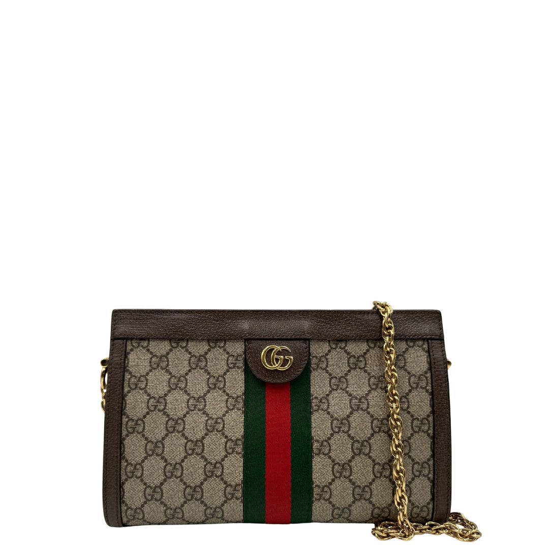 Front, Tracolla Ophidia GG con iconica striscia Web verde e rossa, di lusso, originale, ottime condizioni.