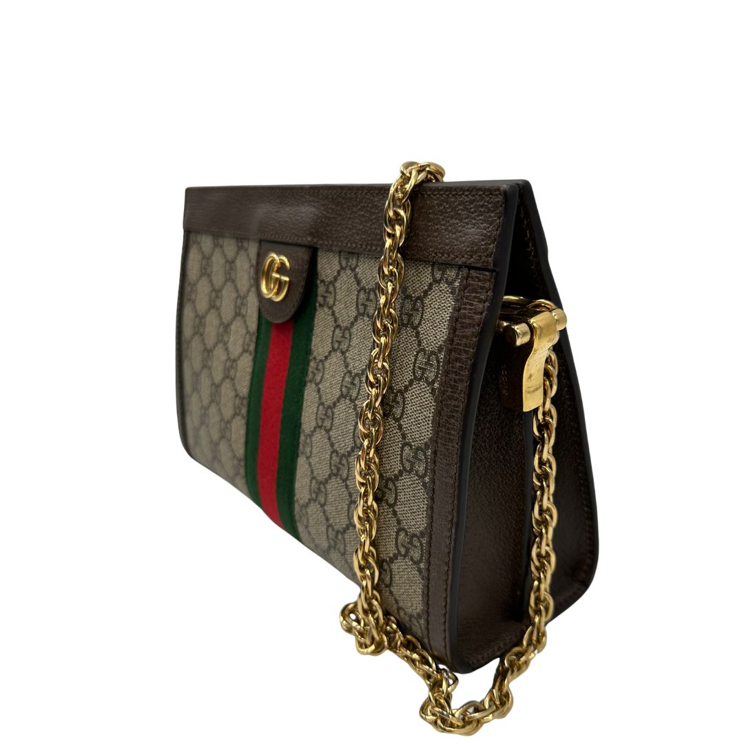 Laterale, Tracolla Ophidia GG con iconica striscia Web verde e rossa, di lusso, originale, ottime condizioni.