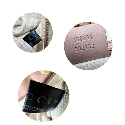 Codice, Shopper Gucci in tessuto beige GG con finiture in pelle rosa. Indossabile a spalla. Originale, usata, di lusso, in ottime condizioni.