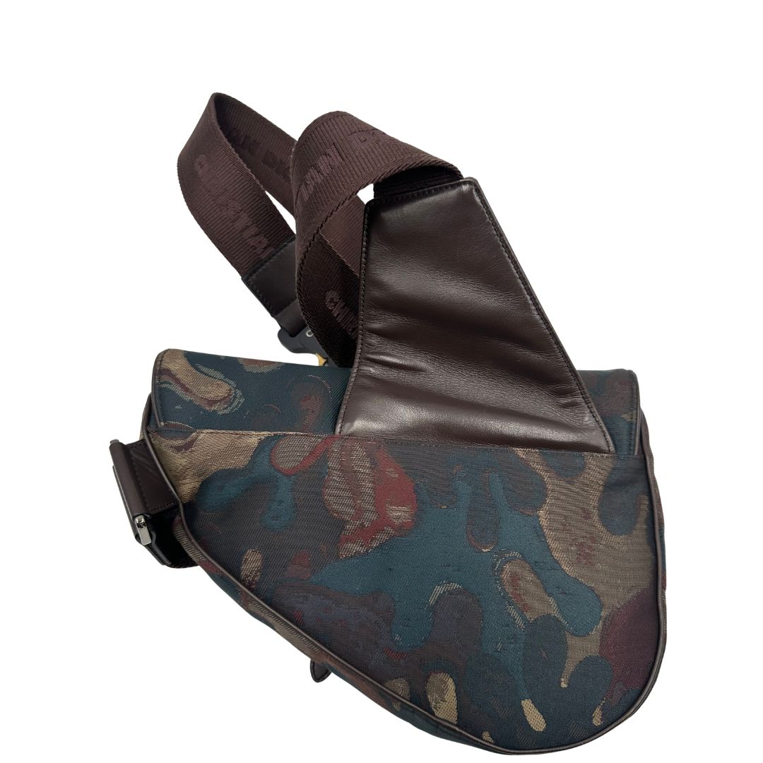 retro  Borsa Christian Dior in tessuto camouflage in collaborazione con Peter Doig, di lusso, originale, ottime condizioni, usata. 