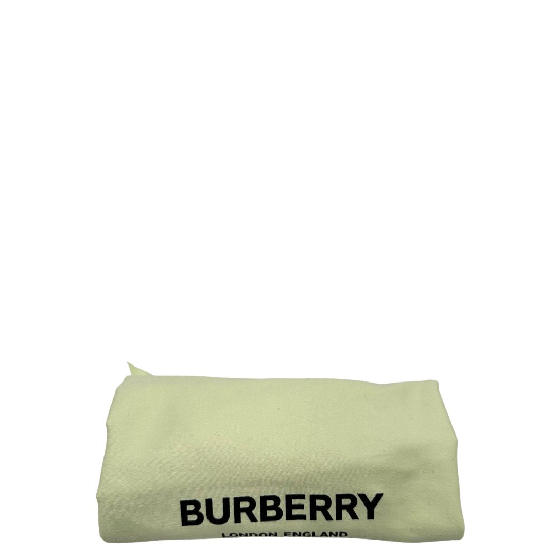 dustbag  bBorsa Burberry in pelle blu e profili in tessuto trama tartan, di lusso, originale, ottime condizioni, usata.