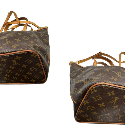 angoli Borsa LV strutturata in tela monogram e vacchetta naturale, nella misura PM, di lusso, originale, ottime, condizioni, usata. 