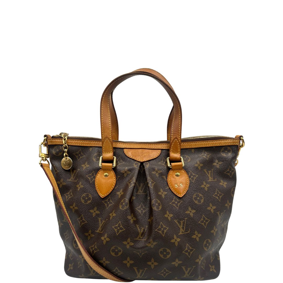 front Borsa LV strutturata in tela monogram e vacchetta naturale, nella misura PM, di lusso, originale, ottime, condizioni, usata. 