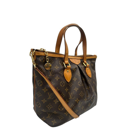 lato Borsa LV strutturata in tela monogram e vacchetta naturale, nella misura PM, di lusso, originale, ottime, condizioni, usata. 