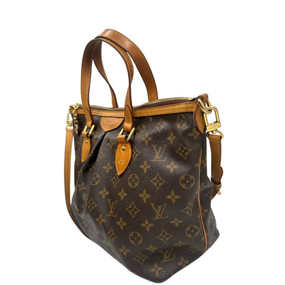 lato Borsa LV strutturata in tela monogram e vacchetta naturale, nella misura PM, di lusso, originale, ottime, condizioni, usata. 