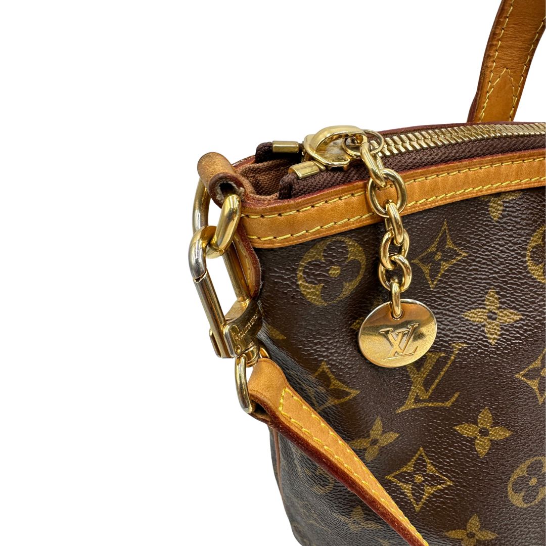 Borsa LV strutturata in tela monogram e vacchetta naturale, nella misura PM, di lusso, originale, ottime, condizioni, usata.
