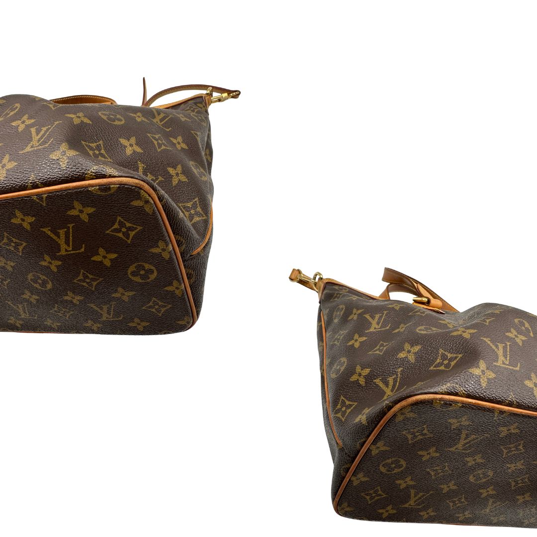 angoli Borsa LV strutturata in tela monogram e vacchetta naturale, nella misura PM, di lusso, originale, ottime, condizioni, usata. 
