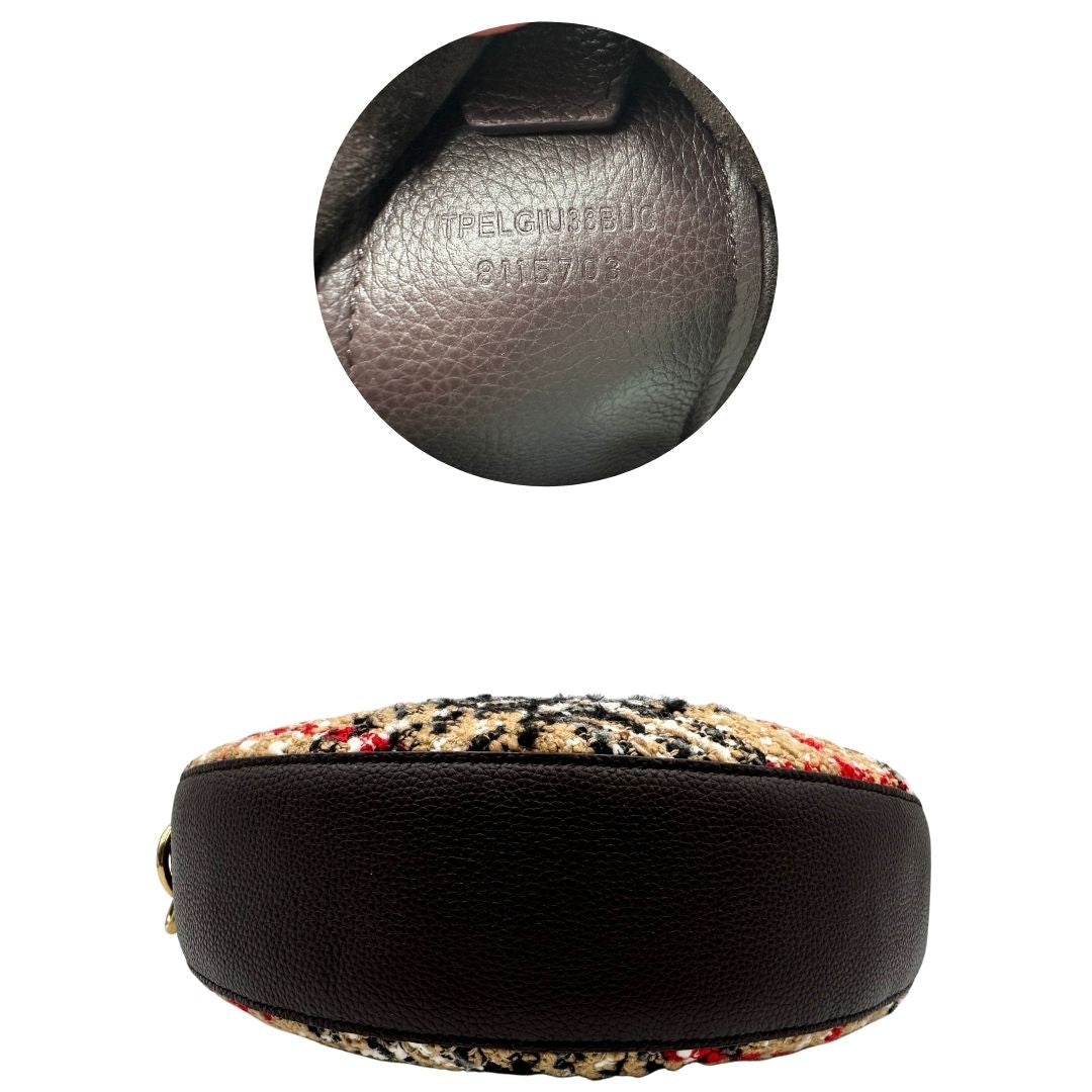 base Borsa Burberry in tessuto bouclè check e finiture in pelle testa di moro, di lusso, originale, eccellenti condizioni, usata 