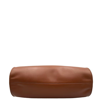 Base, Borsa Tote Salvatore Ferragamo in pelle marrone cognac e manici in pelle con inserti in catena, hardware dorato. Indossabile a spalla.