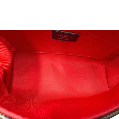 interno Borsa LV in canvas Damier Ébène impreziosita da nappa decorativa amovibile, di lusso, originale, usata.