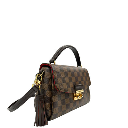 lato Borsa LV in canvas Damier Ébène impreziosita da nappa decorativa amovibile, di lusso, originale, usata. 