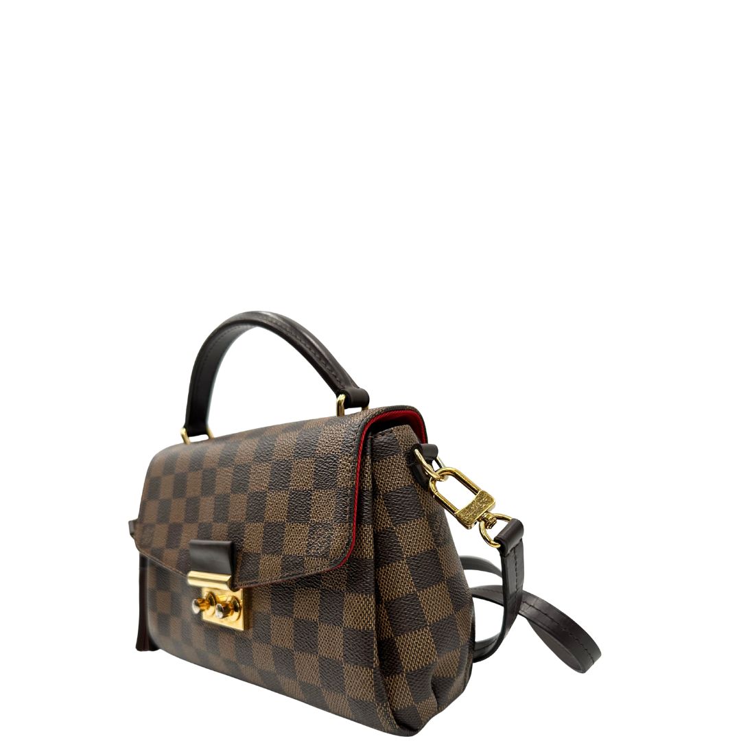 lato Borsa LV in canvas Damier Ébène impreziosita da nappa decorativa amovibile, di lusso, originale, usata.
