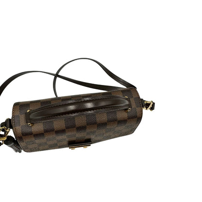 manico Borsa LV in canvas Damier Ébène impreziosita da nappa decorativa amovibile, di lusso, originale, usata. 