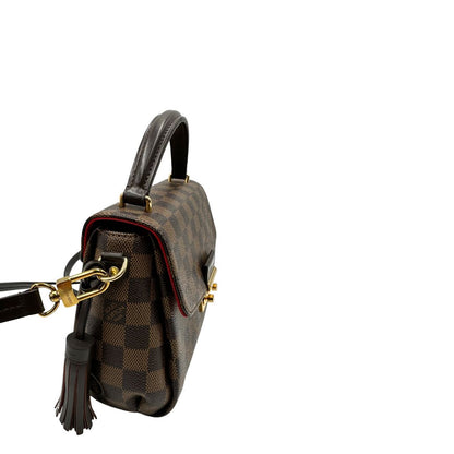 lato Borsa LV in canvas Damier Ébène impreziosita da nappa decorativa amovibile, di lusso, originale, usata. 