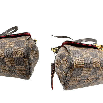 angoli Borsa LV in canvas Damier Ébène impreziosita da nappa decorativa amovibile, di lusso, originale, usata. 