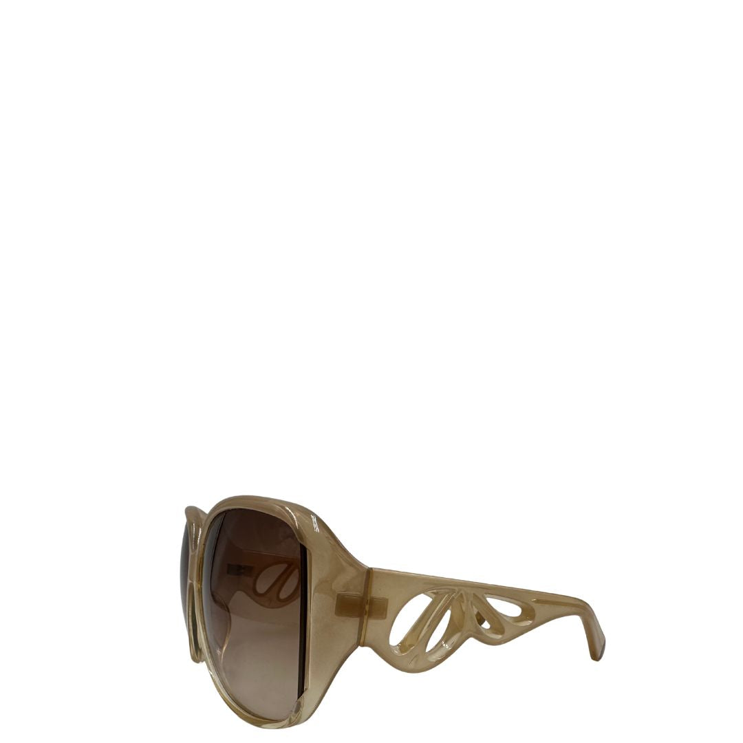 Occhiali da sole Furla in acetato beige, di lusso, originali, ottime condizioni.