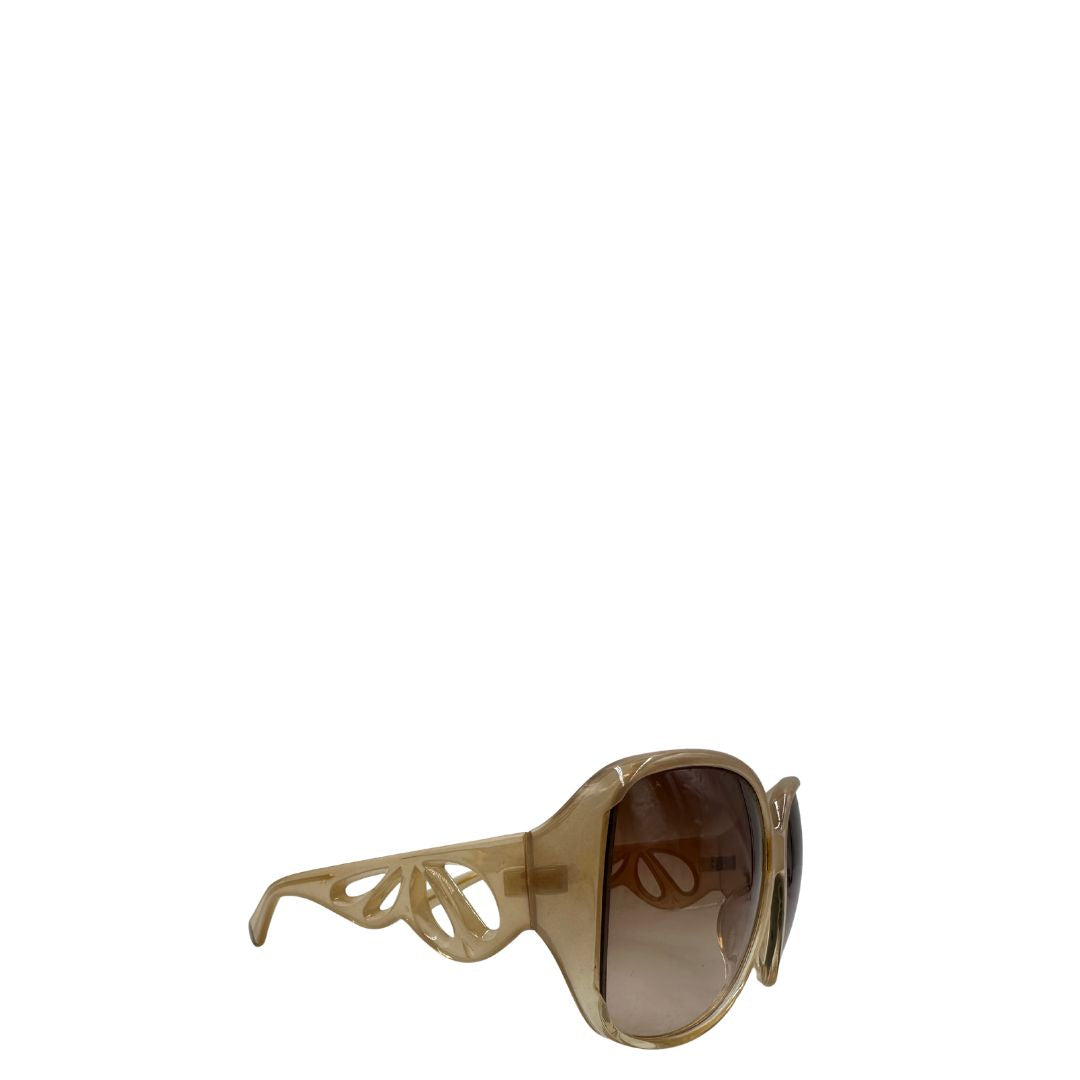 Occhiali da sole Furla in acetato beige, di lusso, originali, ottime condizioni.