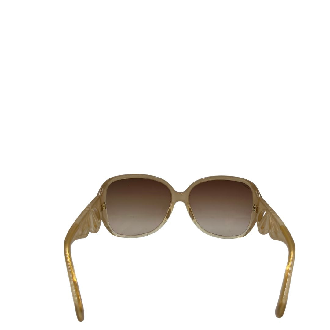 Occhiali da sole Furla in acetato beige, di lusso, originali, ottime condizioni.