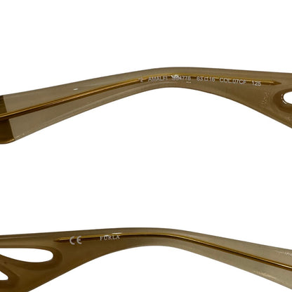 Occhiali da sole Furla in acetato beige, di lusso, originali, ottime condizioni.